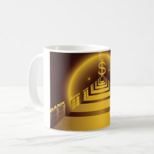 Mug Corridor de la banque dorée Finance dollar brillan