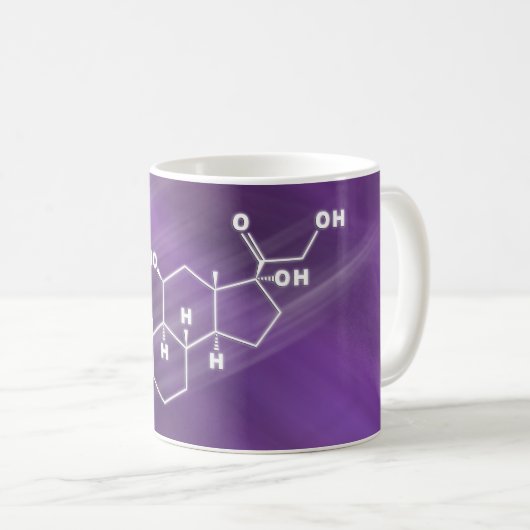 Mug Cortisol Hormone Formule chimique structurelle (Devant droit)