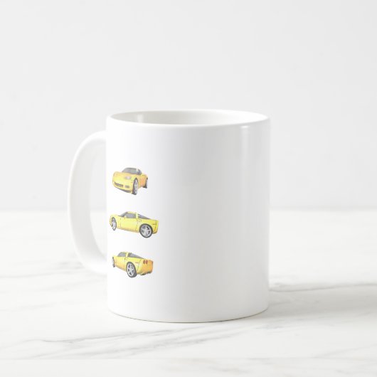 Mug Corvette jaune : (Devant gauche)