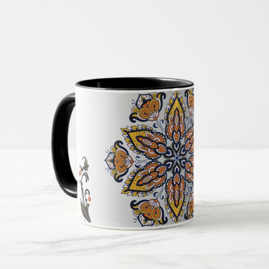 Mug Cosmic Blossom – Conception de Mandala Mystique (Devant gauche)