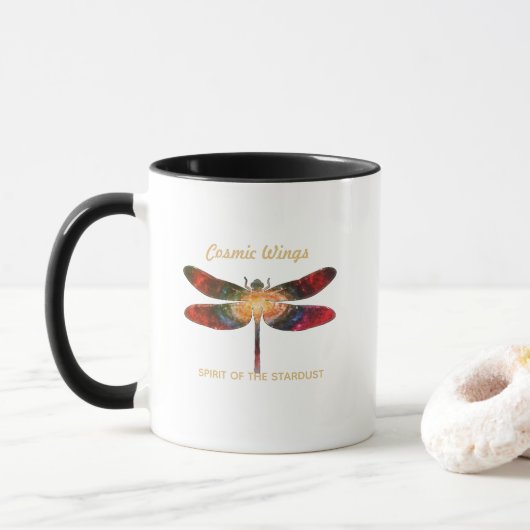 Mug Cosmic Dragonfly • Galaxy Wings & Nebula Trails (Avec donut)