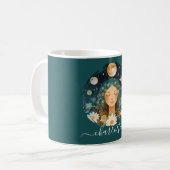 Mug Cosmic Girl Boho Moon & Daisy Illustration Custom (Devant gauche)