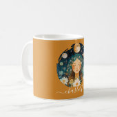 Mug Cosmic Girl Boho Moon & Daisy Illustration Custom (Devant gauche)