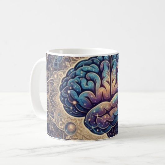 Mug Cosmic Mind Mandala – Abstract Brain Art (Devant gauche)