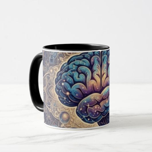 Mug Cosmic Mind Mandala – Abstract Brain Art (Devant gauche)