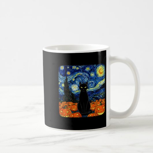 Mug Costume Chat Noir Halloween Van Gogh Starry Nuit é (Droite)