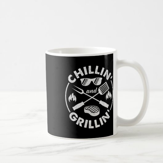 Mug Costume Chillin Et Grillin Drôle de BBQ Papa Grill (Droite)