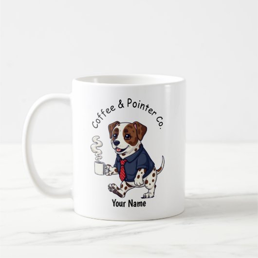 Mug Costume de travail drôle pour chien Pointer Café  (Gauche)