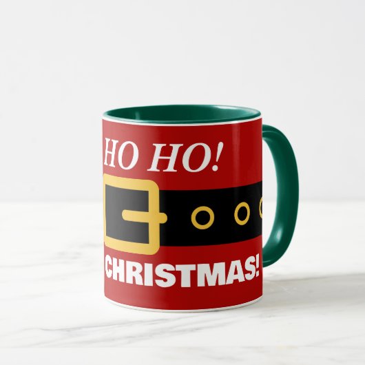 Mug Costume et ceinture du Père Noël rouge drôle (Devant droit)