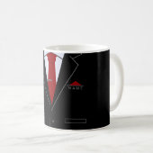 Mug Costume noir élégant et Cravate rouge - Personnali (Devant droit)