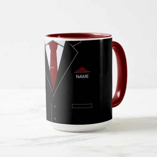 Mug Costume noir moelleux pour entreprise avec nom per (Devant droit)