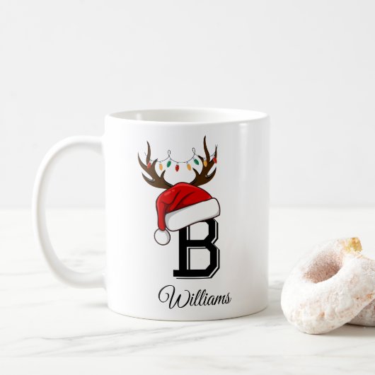 Mug Costumes de Noël Monogramme (Avec donut)