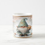 Mug Cosy Christmas Winter Gnome Gold Snowflakes<br><div class="desc">Cosy Christmas Winter Gnome Gold Snowflakes Coffee Mug Elégante aquarelle de vacances d'hiver avec un joli gnome tenant une étoile d'or. Peint dans des couleurs douces et blanches neutres avec des accents étincelants vert et or, et des flocons de neige brillants de parties scintillant métallique or. Profitez de votre café,...</div>