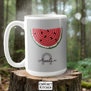 Mug Cosy Crochet Watermelon Fruit Monogramme esthétiqu