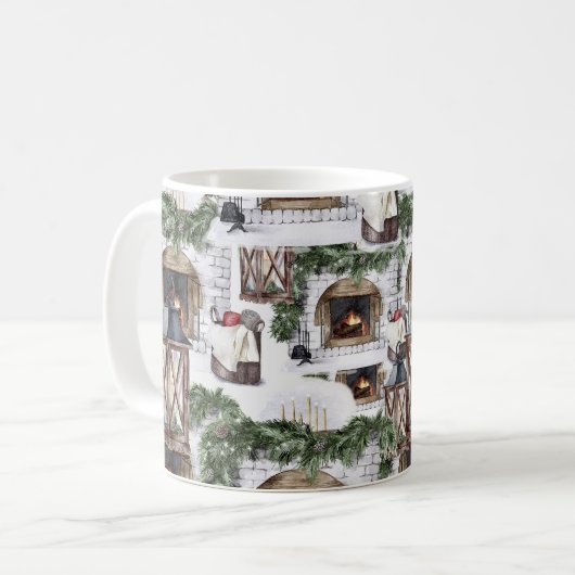 Mug Cosy hiver Noël aquarelle Motif (Devant gauche)