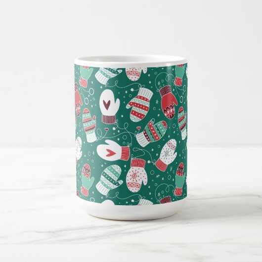 Mug Cosy hiver Noël Mittens Motif en vert (Centre)