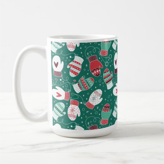 Mug Cosy hiver Noël Mittens Motif en vert (Gauche)