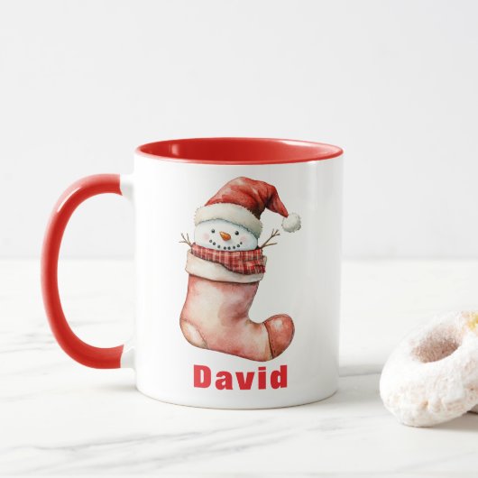 Mug Cosy Snowman de Noël à Stocker (Avec donut)