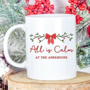 Mug Cosy "Tout est calme" Fêtes de Noël personnalisées