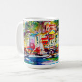 Mug Côte d'Amalfi Italie Aquarelles art originales (Devant gauche)