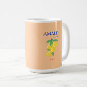 Mug Côte d'Amalfi, Italie, Art Voyage, Pastel, Orange (Devant droit)