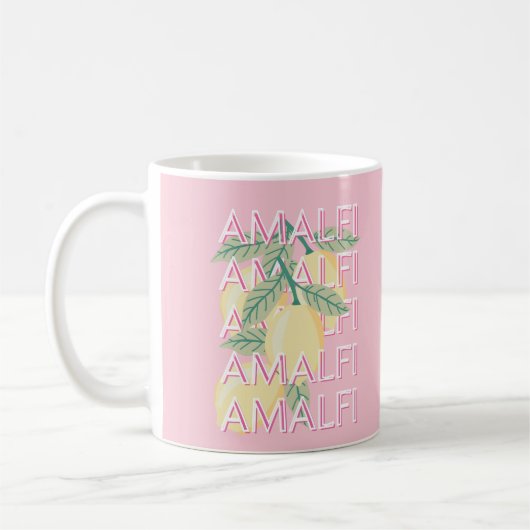 Mug Côte d'Amalfi, Italie, Art Voyage, Preppy, Rose (Gauche)