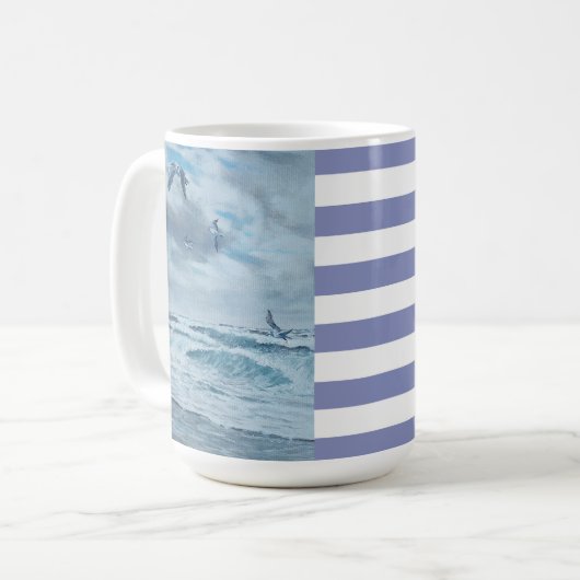 Mug Côte du Pacifique paysage marin/plage/mouettes/vag (Devant gauche)