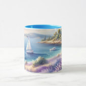 Mug Côte méditerranéenne de la Lavande avec voiliers (Centre)