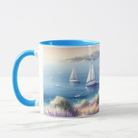 Mug Côte méditerranéenne de la Lavande avec voiliers (Gauche)