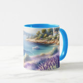 Mug Côte méditerranéenne de la Lavande avec voiliers (Devant droit)