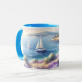 Mug Côte méditerranéenne de la Lavande avec voiliers (Devant gauche)