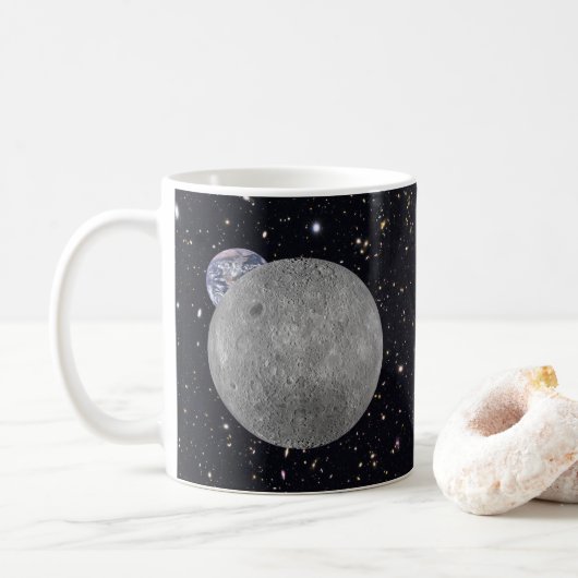 Mug Côté sombre ou face cachée de la Lune ciel étoilé (Avec donut)