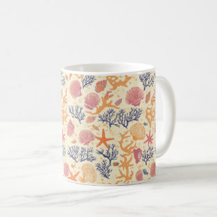 Mug Côtière rustique - Coquillages, Poissons étoilés,