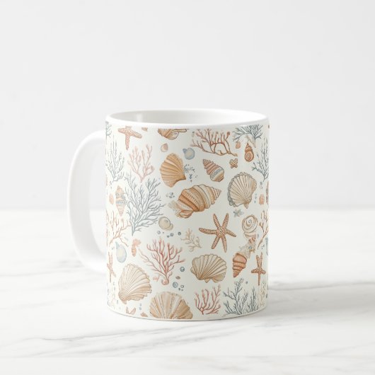Mug Côtière rustique - Coquillages, Starfish, Reef (32 (Devant gauche)