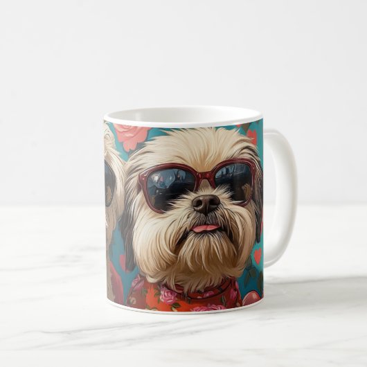 Mug Coton De Tulear Avec Coeur Roses Saint-Valentin (Devant droit)