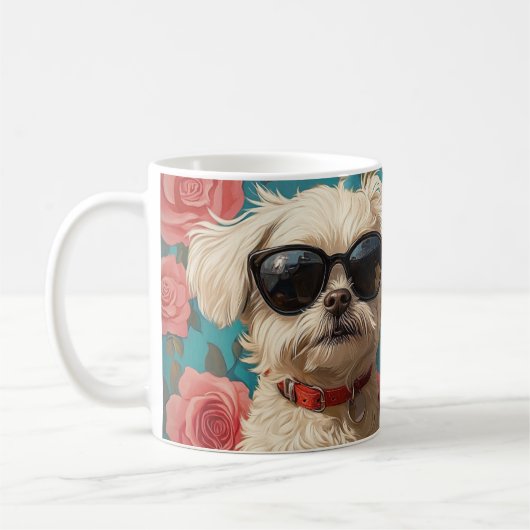 Mug Coton De Tulear Avec Coeur Roses Saint-Valentin (Gauche)