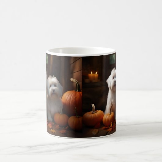 Mug Coton De Tulear Chiot Automne Citrouille délice (Centre)