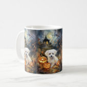 Mug Coton De Tulear Halloween avec citrouilles effraya (Devant gauche)
