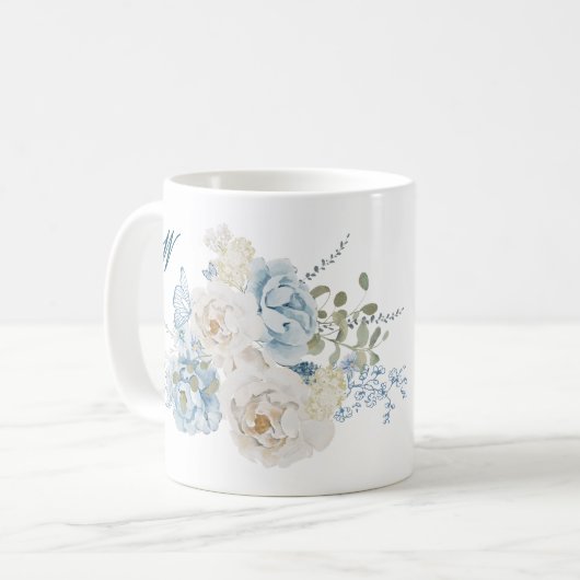 Mug Cotswolds romantique Flores d'hiver Monogramme (Devant gauche)