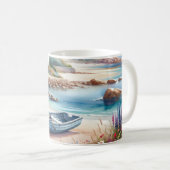 Mug Cottage Coastal Barque de Plage en Fleur (Devant droit)