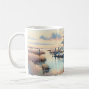 Mug Cottage côtier à Marsh au lever du soleil