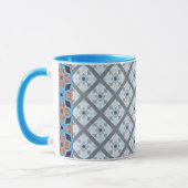 Mug Cottage vintage Blue Diagonal Motif Design (Gauche)