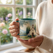 Mug Cottagecore Chapel Path Pastel Landscape