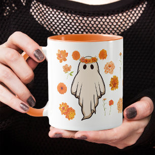 Mug Cottagecore Fleurs de récolte d'automne fantôme