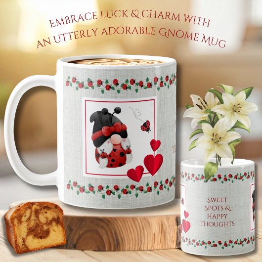 Mug Cottagecore Gnome Ladybug Chanceuse