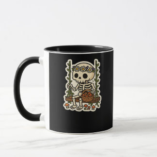 Mug Cottagecore Skeleton With Flower Crown
