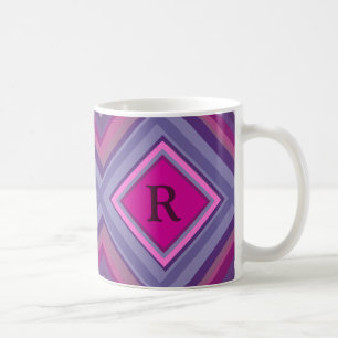Mug Couche de Motif de diamant rose violet initial Mon