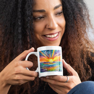 Mug Coucher de soleil à l'aquarelle sur l'eau