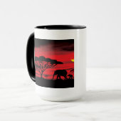Mug Coucher de soleil africain éléphant (Devant gauche)