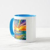 Mug Coucher de soleil aquarelle sur l'eau (Devant gauche)
